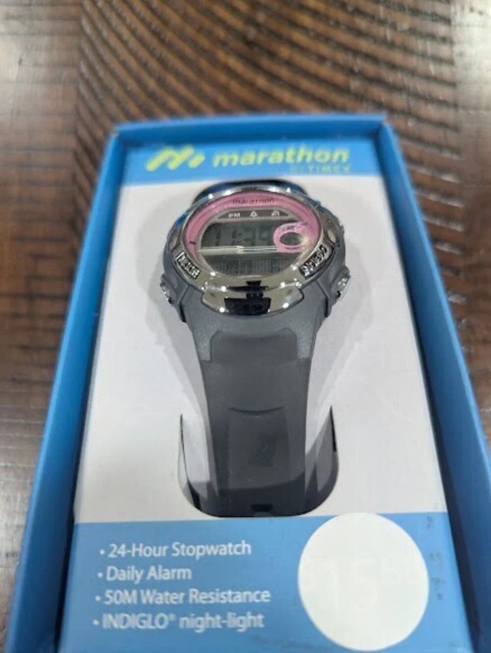 New Timex Marathon Digital Watch Gray/Pink Sports Ladies Mid-Size TW5M14200